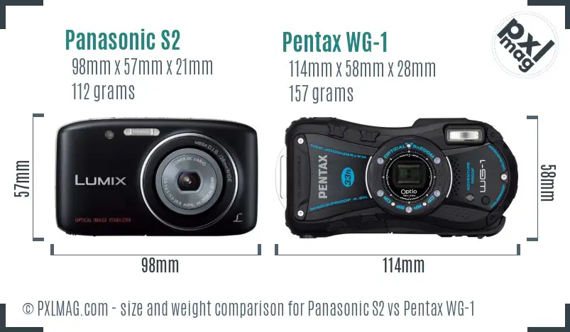 Panasonic S2 vs Pentax WG-1 size comparison