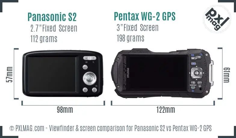 Panasonic S2 vs Pentax WG-2 GPS Screen and Viewfinder comparison