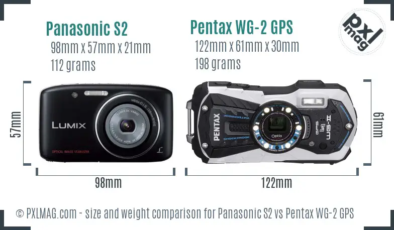 Panasonic S2 vs Pentax WG-2 GPS size comparison