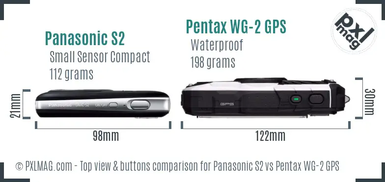 Panasonic S2 vs Pentax WG-2 GPS top view buttons comparison