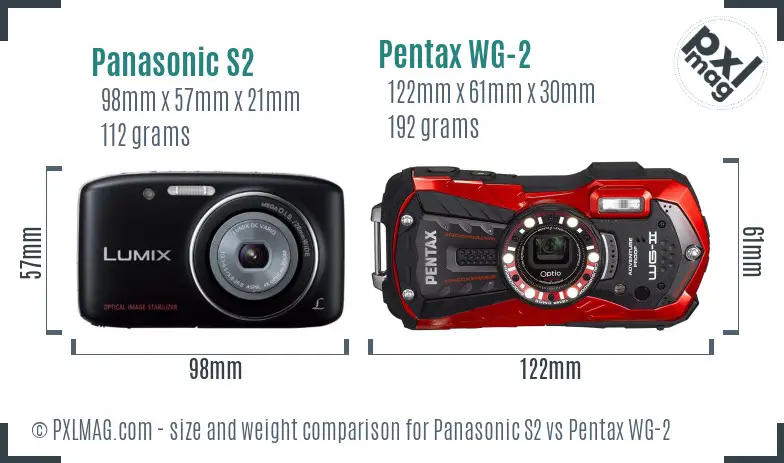 Panasonic S2 vs Pentax WG-2 size comparison