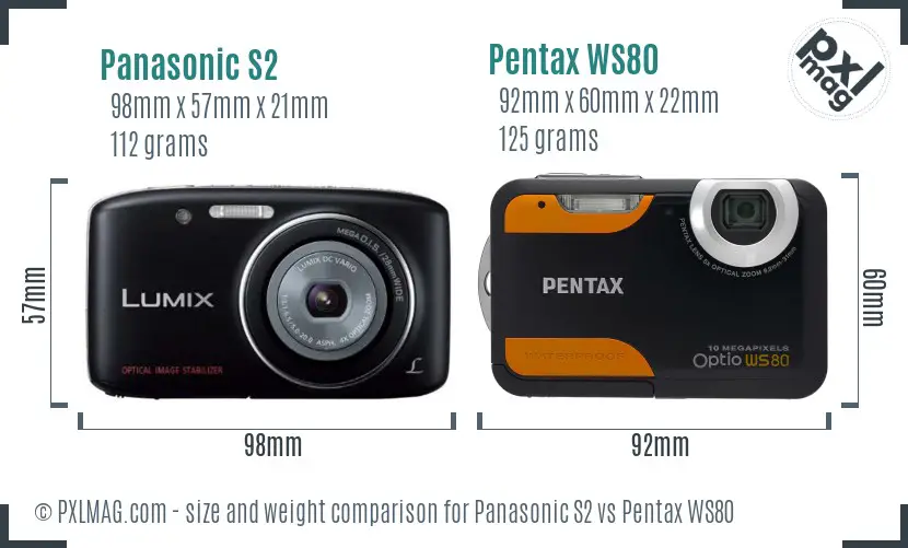 Panasonic S2 vs Pentax WS80 size comparison