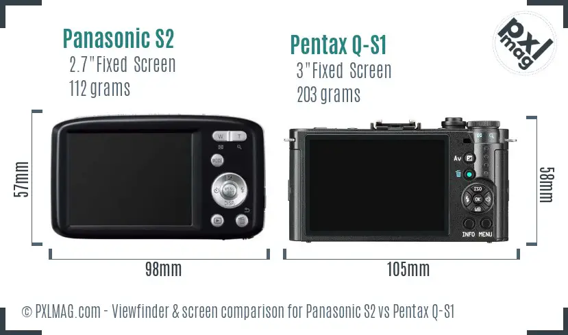 Panasonic S2 vs Pentax Q-S1 Screen and Viewfinder comparison