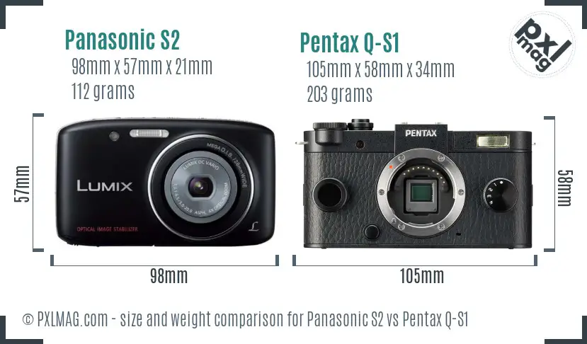 Panasonic S2 vs Pentax Q-S1 size comparison