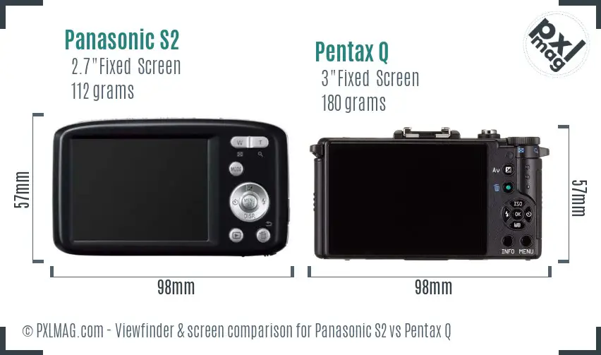 Panasonic S2 vs Pentax Q Screen and Viewfinder comparison