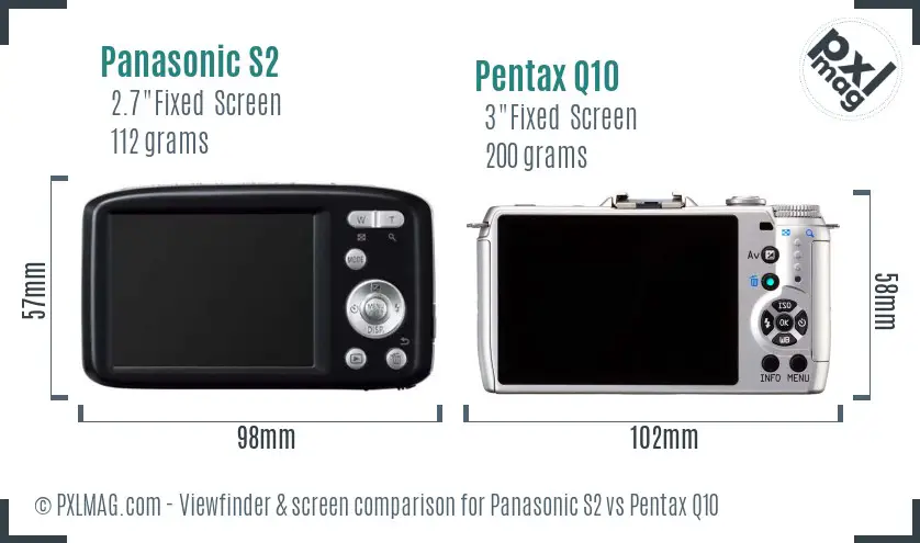 Panasonic S2 vs Pentax Q10 Screen and Viewfinder comparison