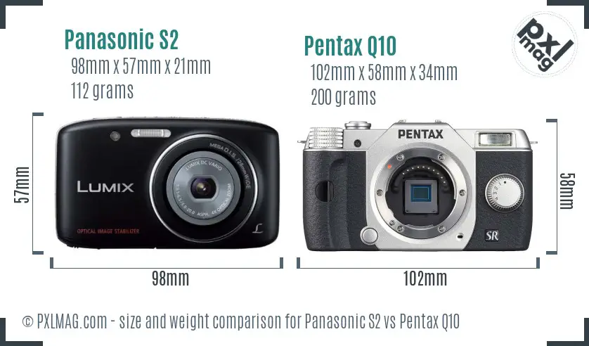 Panasonic S2 vs Pentax Q10 size comparison