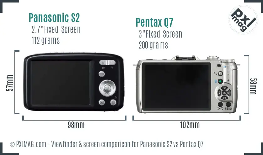 Panasonic S2 vs Pentax Q7 Screen and Viewfinder comparison