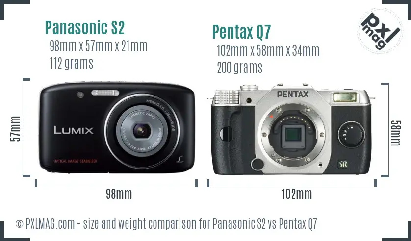 Panasonic S2 vs Pentax Q7 size comparison