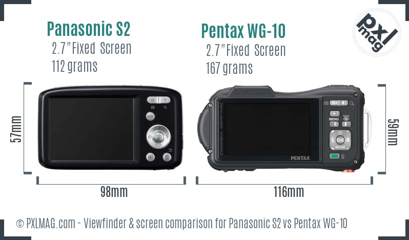 Panasonic S2 vs Pentax WG-10 Screen and Viewfinder comparison