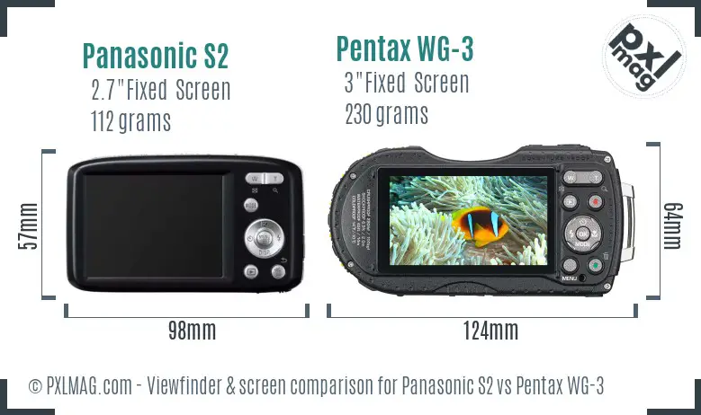 Panasonic S2 vs Pentax WG-3 Screen and Viewfinder comparison