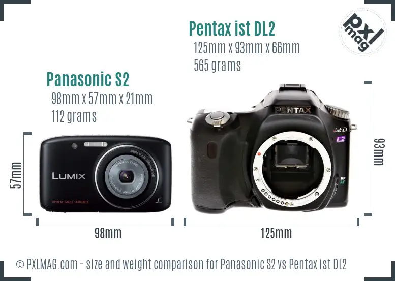 Panasonic S2 vs Pentax ist DL2 size comparison