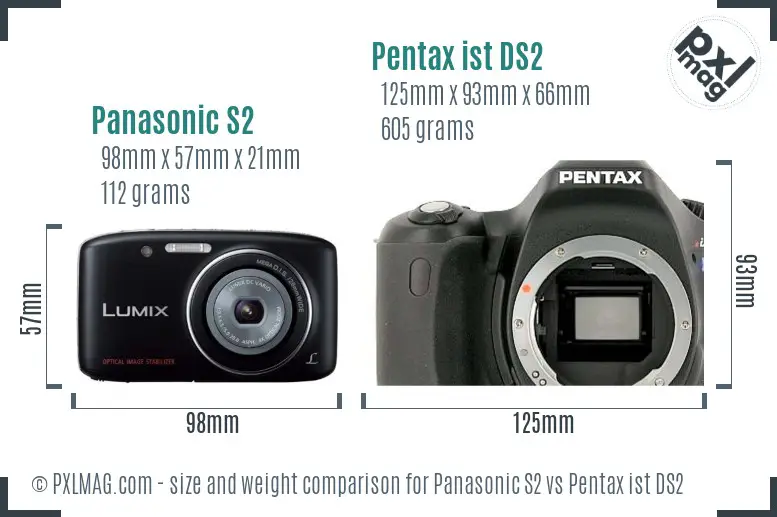 Panasonic S2 vs Pentax ist DS2 size comparison
