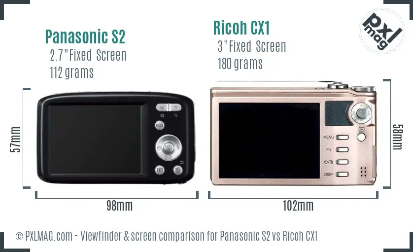 Panasonic S2 vs Ricoh CX1 Screen and Viewfinder comparison