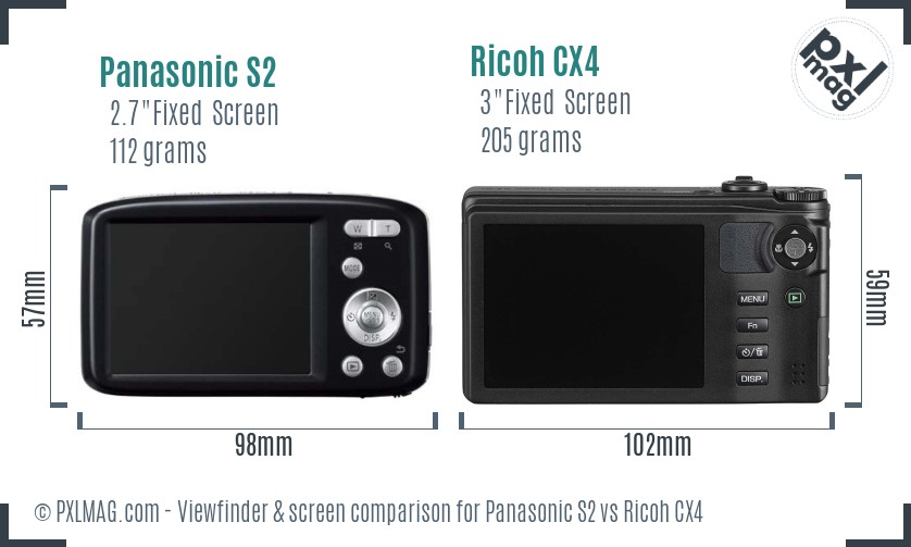 Panasonic S2 vs Ricoh CX4 Screen and Viewfinder comparison