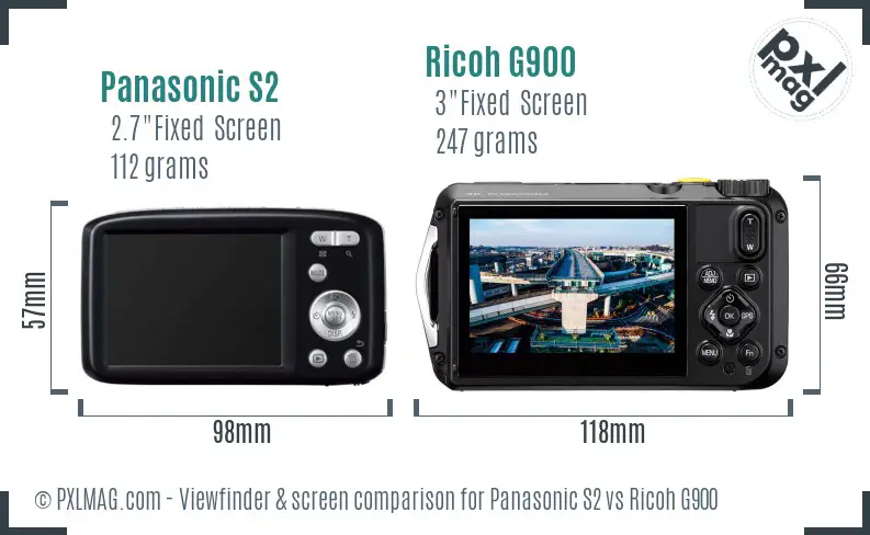 Panasonic S2 vs Ricoh G900 Screen and Viewfinder comparison