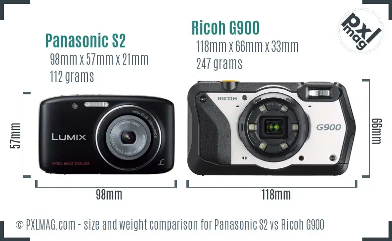 Panasonic S2 vs Ricoh G900 size comparison