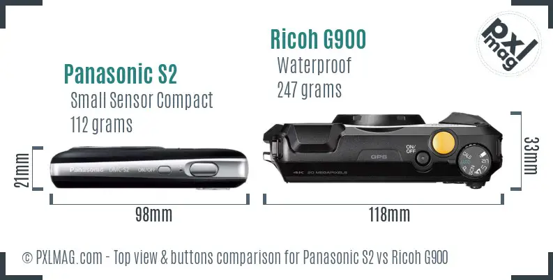 Panasonic S2 vs Ricoh G900 top view buttons comparison