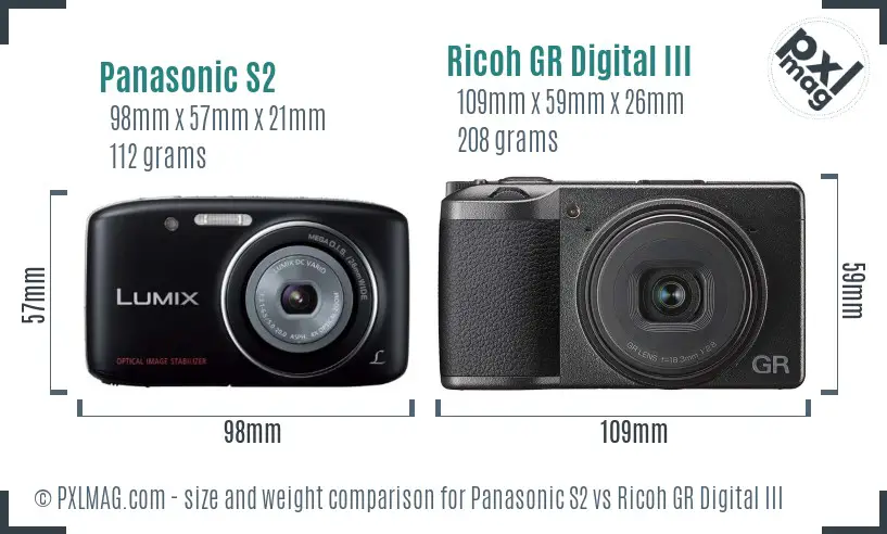 Panasonic S2 vs Ricoh GR Digital III size comparison Panasonic S2 vs Ricoh GR Digital III size comparison