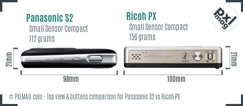 Panasonic S2 vs Ricoh PX top view buttons comparison