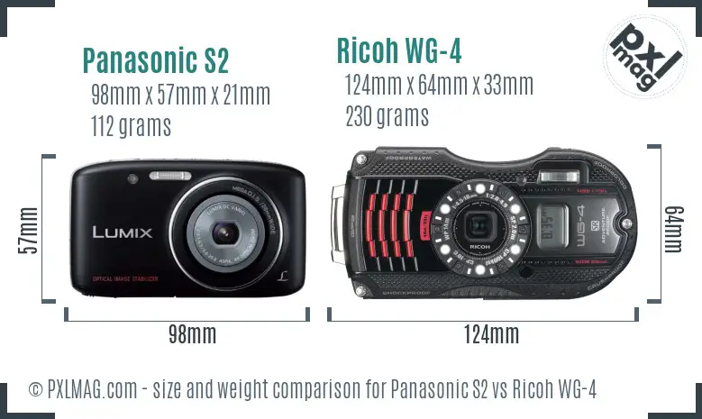 Panasonic S2 vs Ricoh WG-4 size comparison Panasonic S2 vs Ricoh WG-4 size comparison