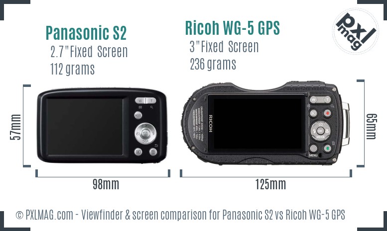 Panasonic S2 vs Ricoh WG-5 GPS Screen and Viewfinder comparison
