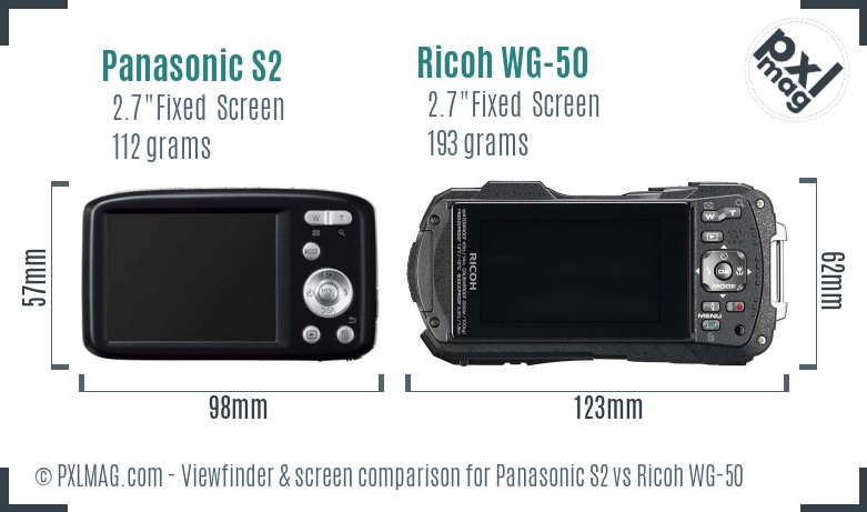 Panasonic S2 vs Ricoh WG-50 Screen and Viewfinder comparison