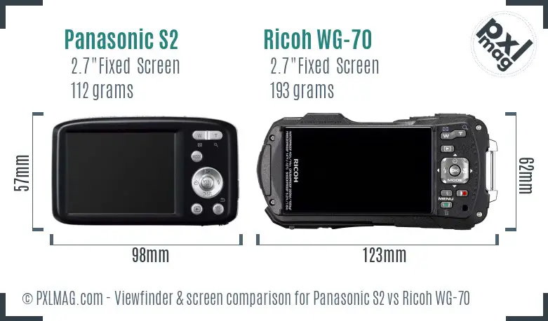 Panasonic S2 vs Ricoh WG-70 Screen and Viewfinder comparison