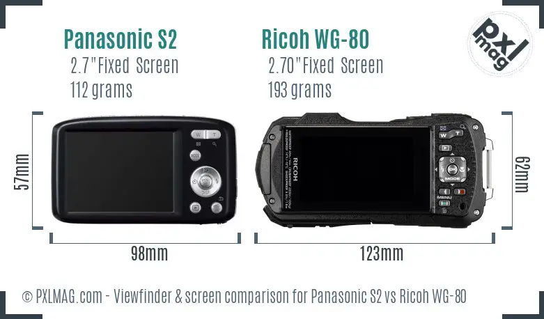 Panasonic S2 vs Ricoh WG-80 Screen and Viewfinder comparison