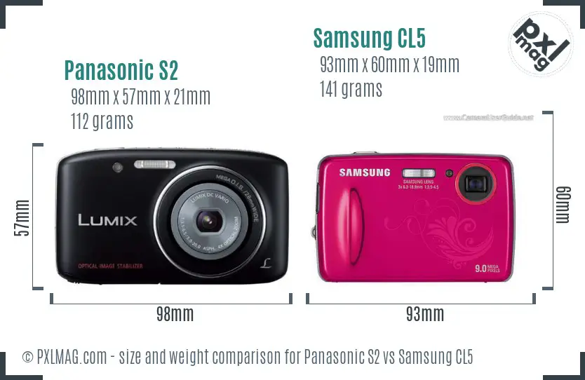 Panasonic S2 vs Samsung CL5 size comparison