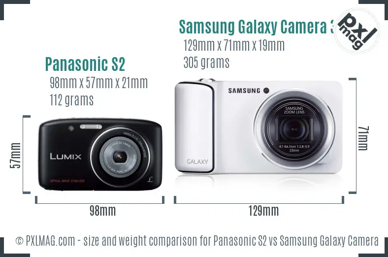 Panasonic S2 vs Samsung Galaxy Camera 3G size comparison Panasonic S2 vs Samsung Galaxy Camera 3G size comparison
