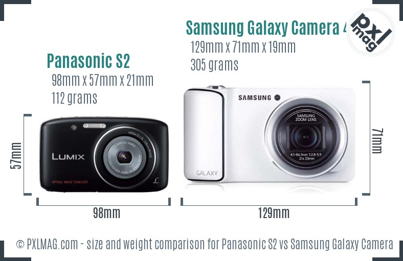 Panasonic S2 vs Samsung Galaxy Camera 4G size comparison