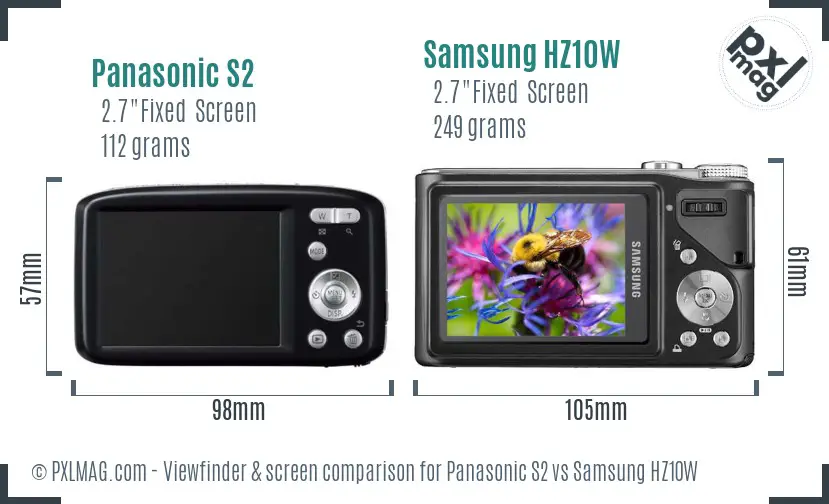 Panasonic S2 vs Samsung HZ10W Screen and Viewfinder comparison