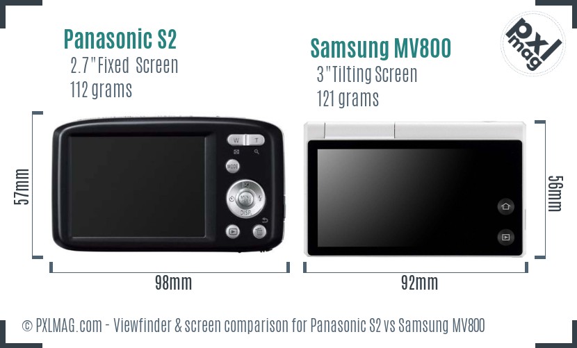 Panasonic S2 vs Samsung MV800 Screen and Viewfinder comparison