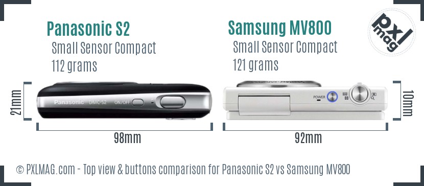 Panasonic S2 vs Samsung MV800 top view buttons comparison