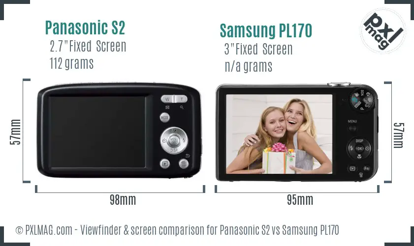 Panasonic S2 vs Samsung PL170 Screen and Viewfinder comparison