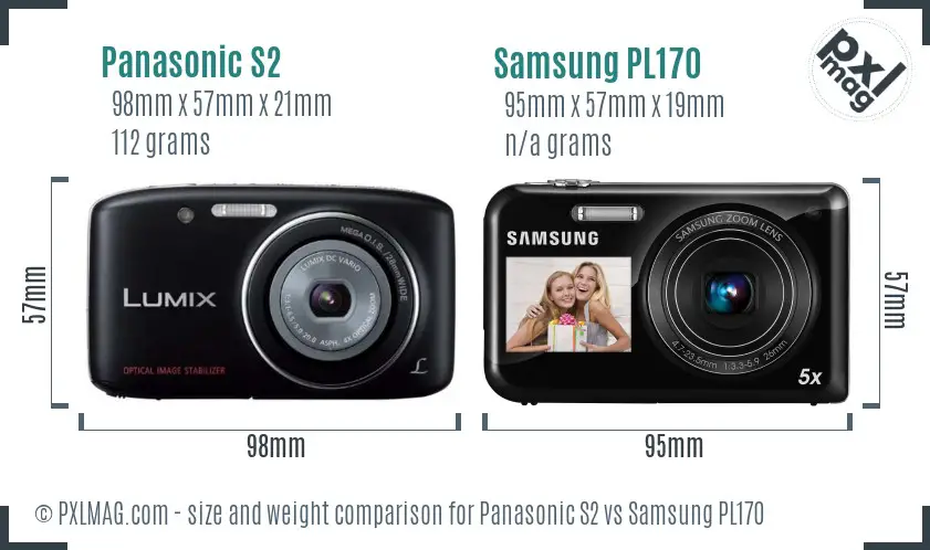 Panasonic S2 vs Samsung PL170 size comparison
