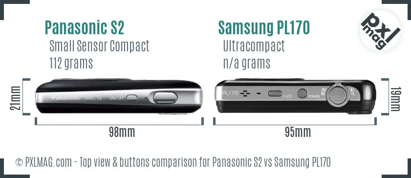 Panasonic S2 vs Samsung PL170 top view buttons comparison