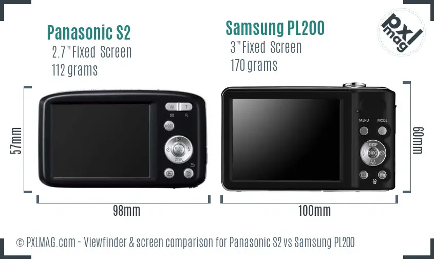 Panasonic S2 vs Samsung PL200 Screen and Viewfinder comparison Panasonic S2 vs Samsung PL200 Screen and Viewfinder comparison