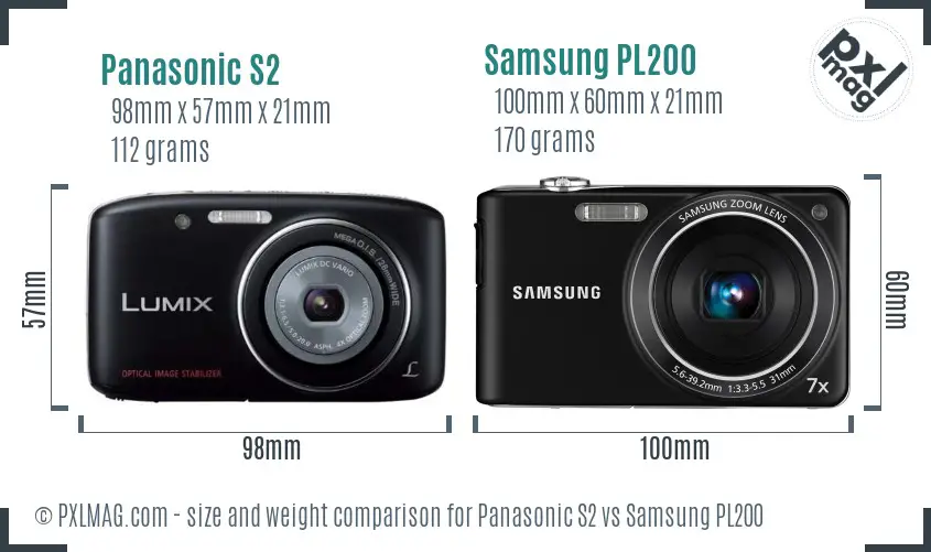 Panasonic S2 vs Samsung PL200 size comparison Panasonic S2 vs Samsung PL200 size comparison