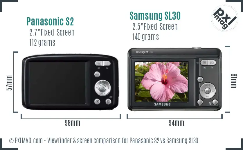 Panasonic S2 vs Samsung SL30 Screen and Viewfinder comparison