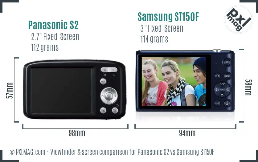 Panasonic S2 vs Samsung ST150F Screen and Viewfinder comparison