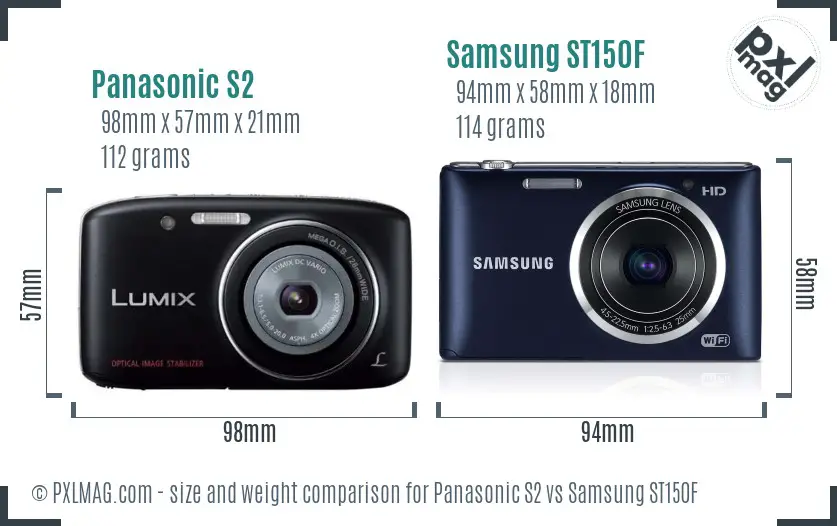 Panasonic S2 vs Samsung ST150F size comparison