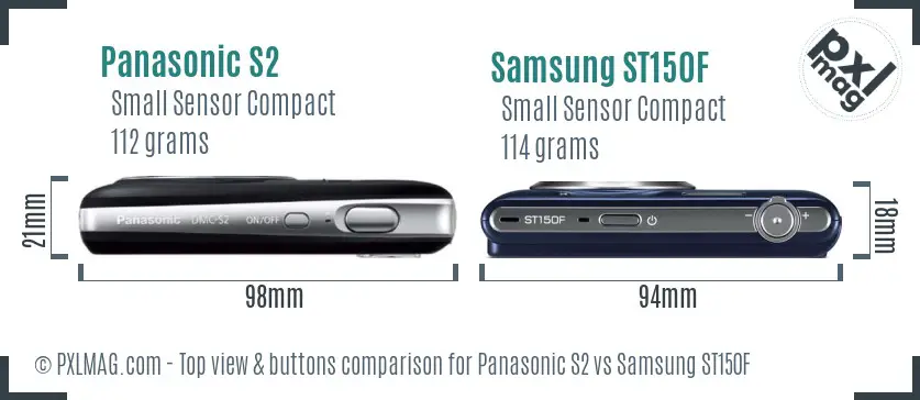 Panasonic S2 vs Samsung ST150F top view buttons comparison