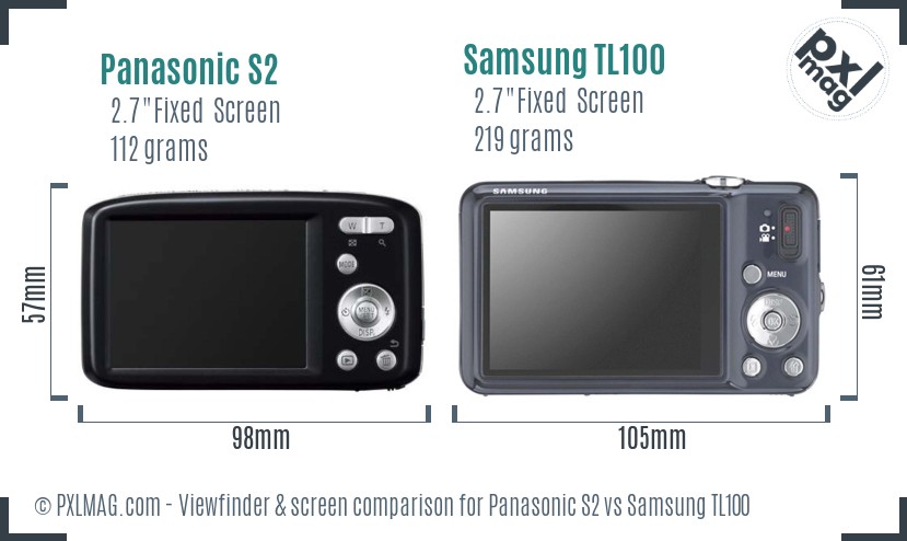 Panasonic S2 vs Samsung TL100 Screen and Viewfinder comparison