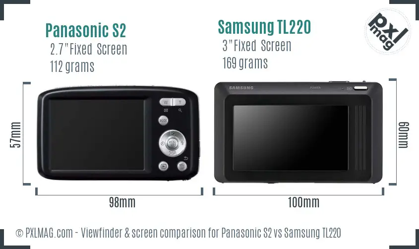 Panasonic S2 vs Samsung TL220 Screen and Viewfinder comparison