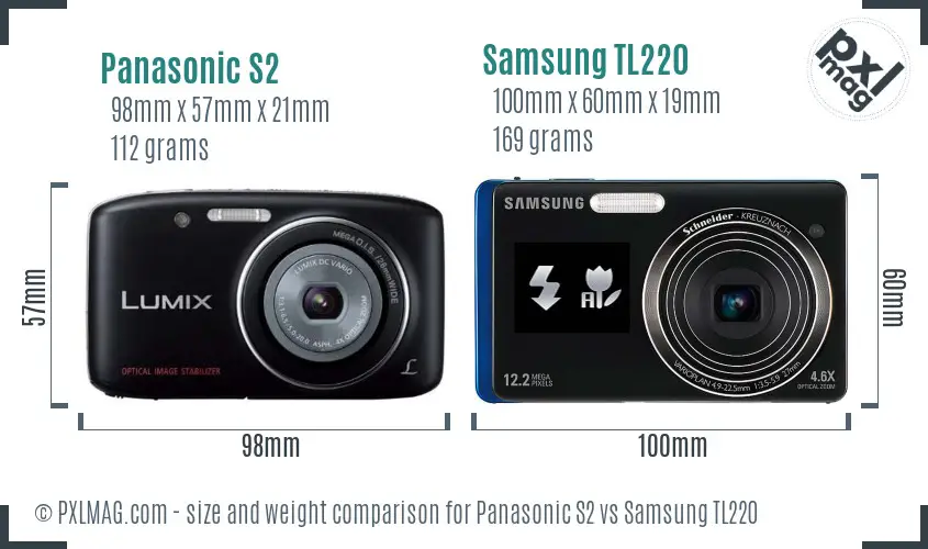 Panasonic S2 vs Samsung TL220 size comparison