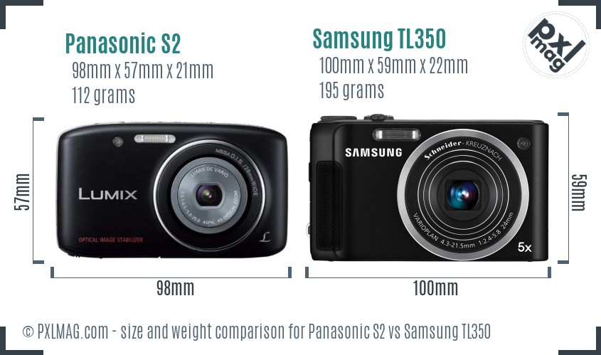 Panasonic S2 vs Samsung TL350 size comparison