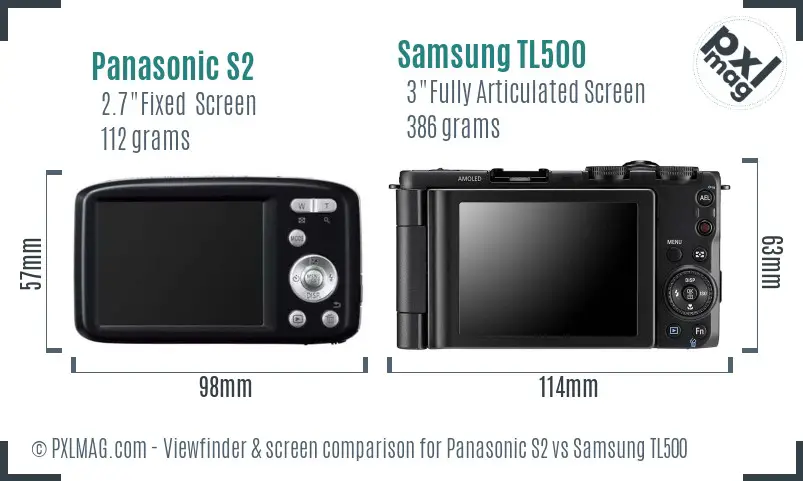 Panasonic S2 vs Samsung TL500 Screen and Viewfinder comparison