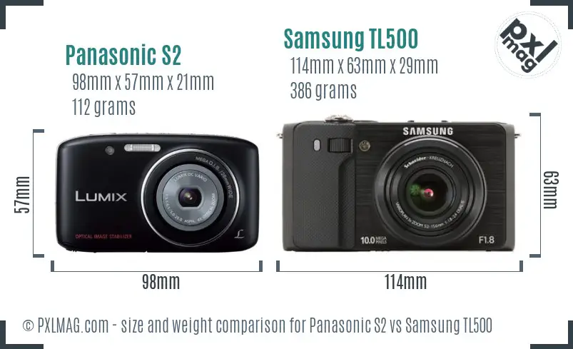 Panasonic S2 vs Samsung TL500 size comparison